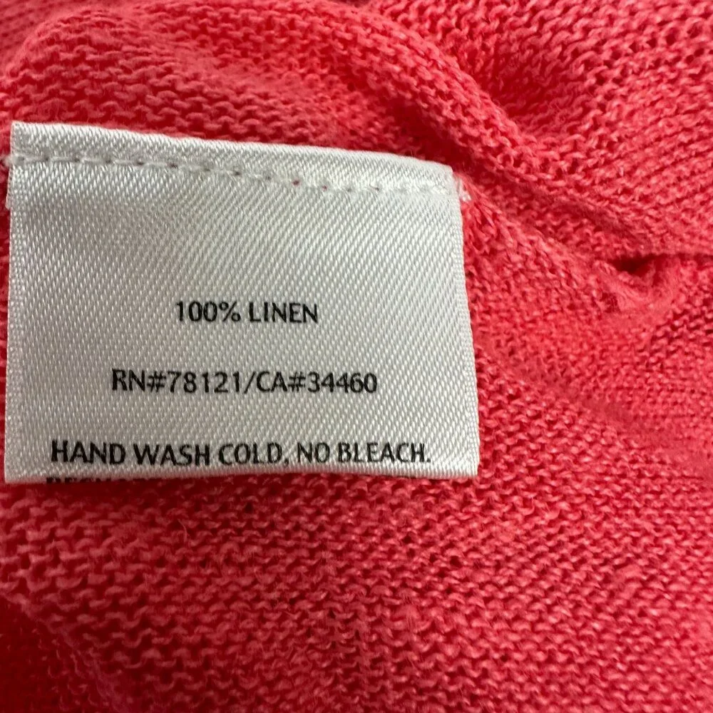 Eileen Fisher Petite Womens Coral Pink 100% Linen Lightweight Long Sleeve Top PL - Picture 5 of 6